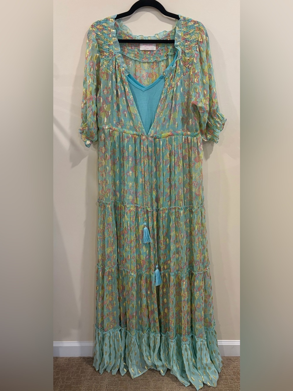 Miss June Boho Floral Tiered Maxi Dress Size M/L
